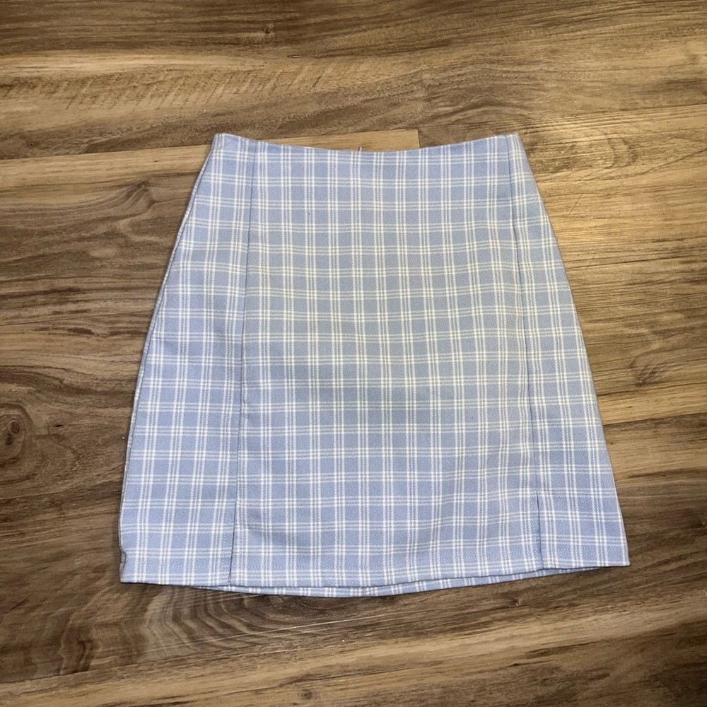 Brandy Melville Light Blue Plaid Pencil Skirt